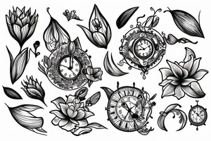 lily wrapped around clock tattoo idea