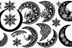 Crescent moon and snowflake tattoo idea