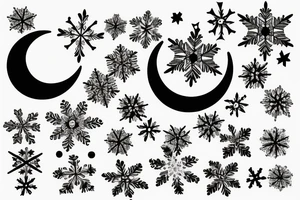 Crescent moon and snowflake tattoo idea