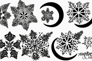 Crescent moon and snowflake tattoo idea