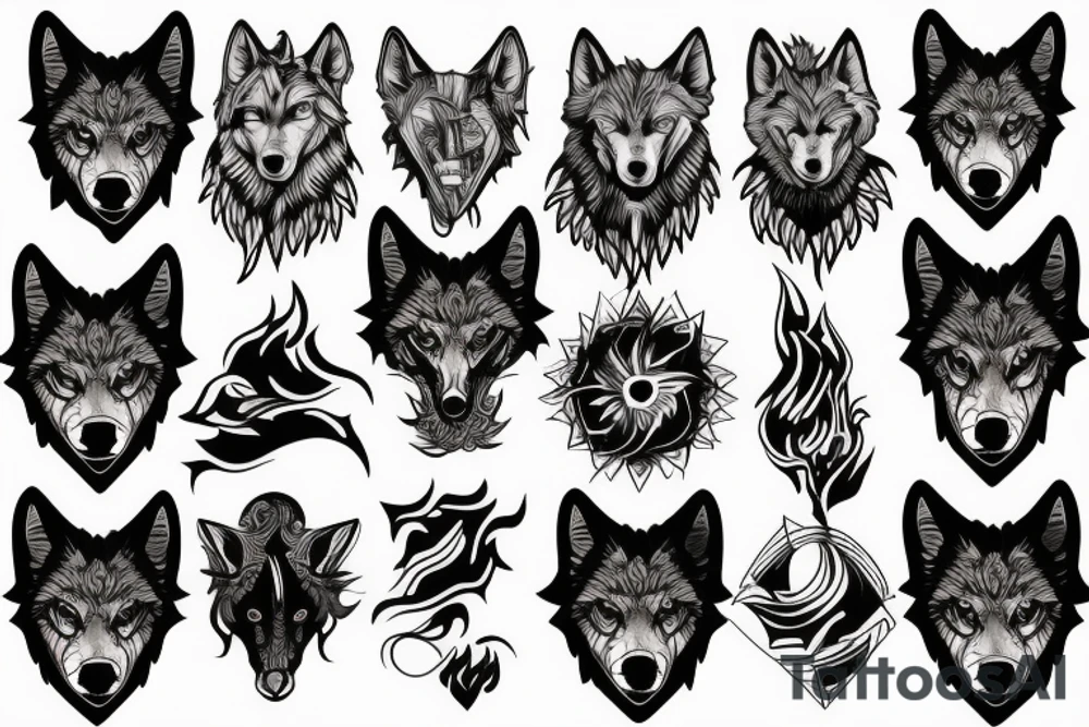 wolf in flames tattoo idea