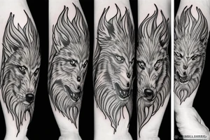 wolf in flames tattoo idea