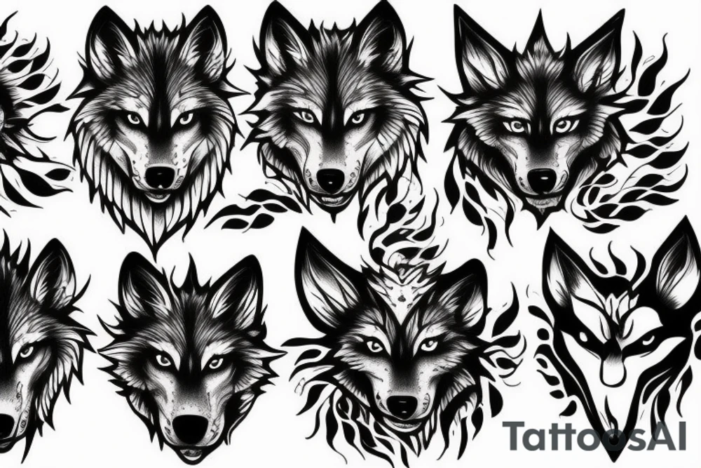 wolf in flames tattoo idea