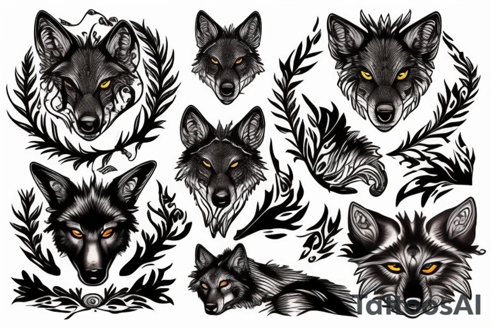 wolf in flames tattoo idea