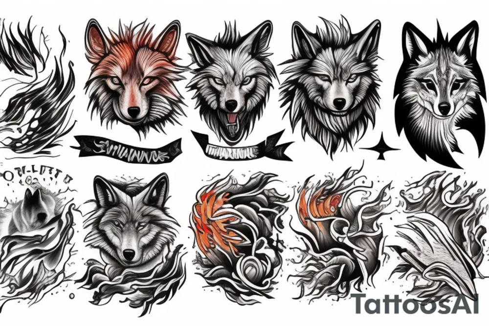 wolf in flames tattoo idea