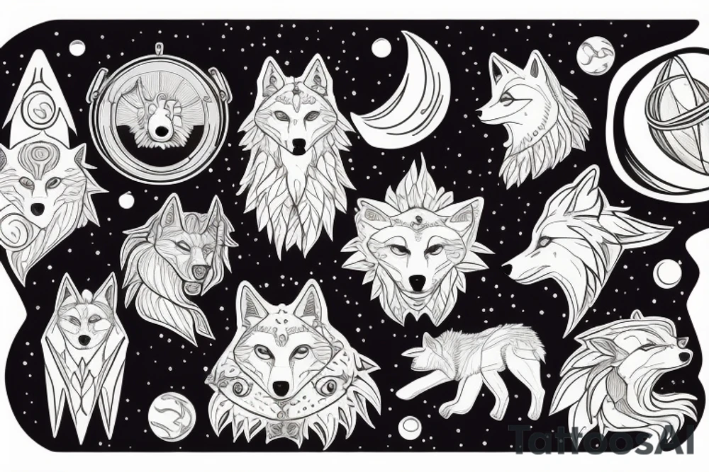 wolf in space tattoo idea