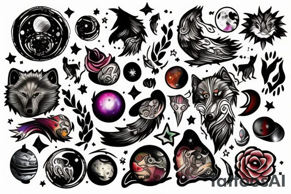 wolf in space tattoo idea