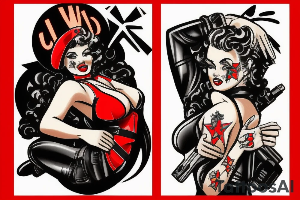 World war 2 pinup girl in a bomb suit tattoo idea