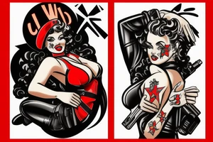 World war 2 pinup girl in a bomb suit tattoo idea