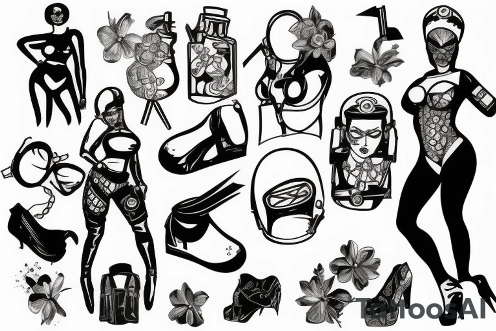 pinup girl in a bomb suit tattoo idea