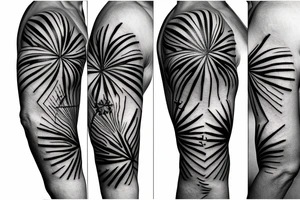 Sleeve tattoo with palm tree and compass tattoo idea