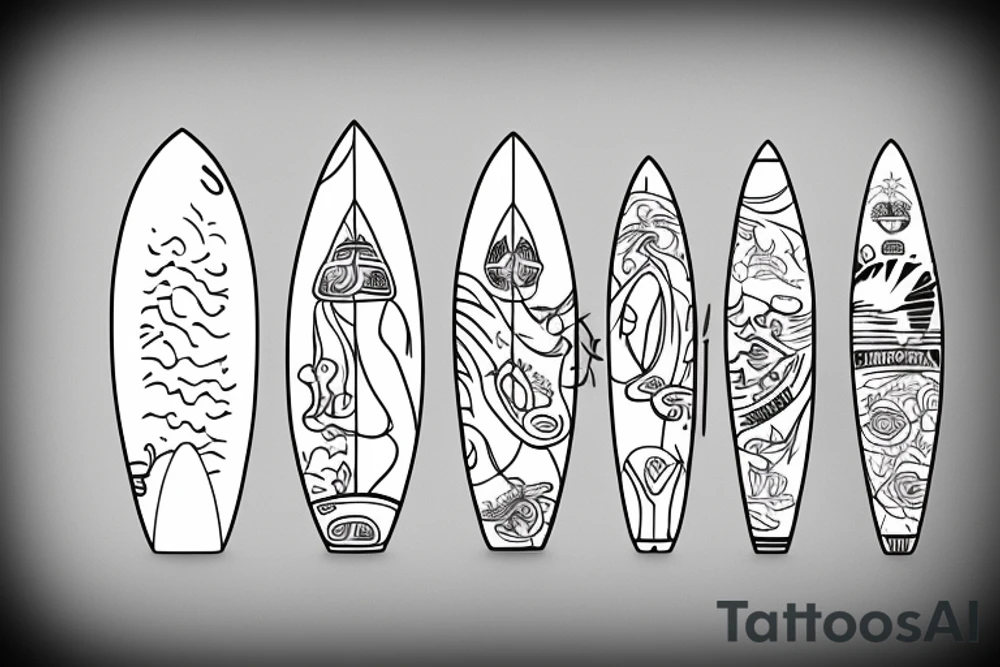 simple surfboard tattoo idea