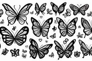 A heart with a number 7, butterfly and wild fliwe tattoo idea