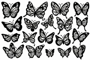 A heart with a number 7, butterfly and wild fliwe tattoo idea