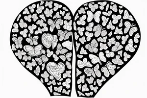 A heart with a number 7, butterfly and wild flower tattoo idea