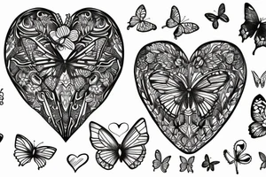A heart, 7, butterfly and wild flower tattoo idea