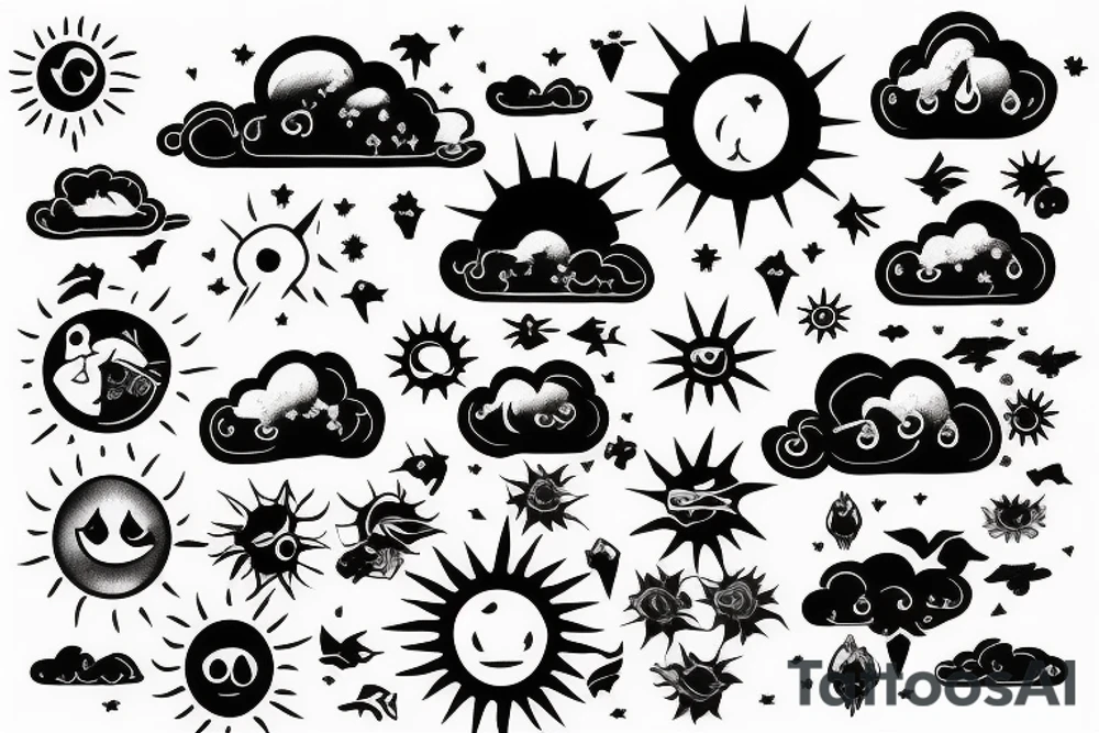 Cloud with sun rays shining down tattoo idea