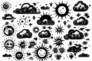 Cloud with sun rays shining down tattoo idea