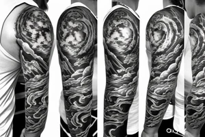 heaven cloud tattoo with sun rays tattoo idea