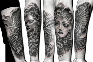 heaven cloud tattoo with sun rays tattoo idea