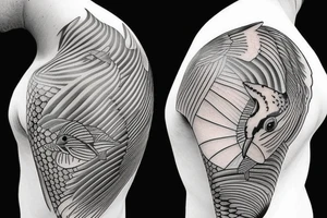 bass fish and hummingbird tattoo idea