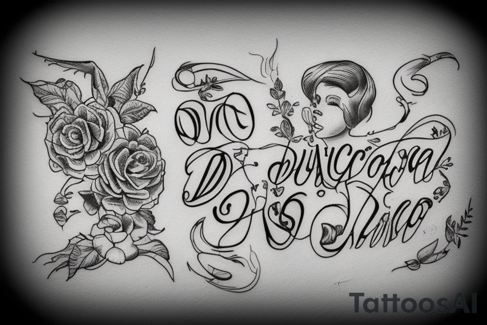 A quote "non ducor, duco" in a classic black font for a small woman's arm highlighted by line art in an antique style tattoo idea