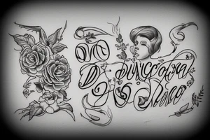 A quote "non ducor, duco" in a classic black font for a small woman's arm highlighted by line art in an antique style tattoo idea