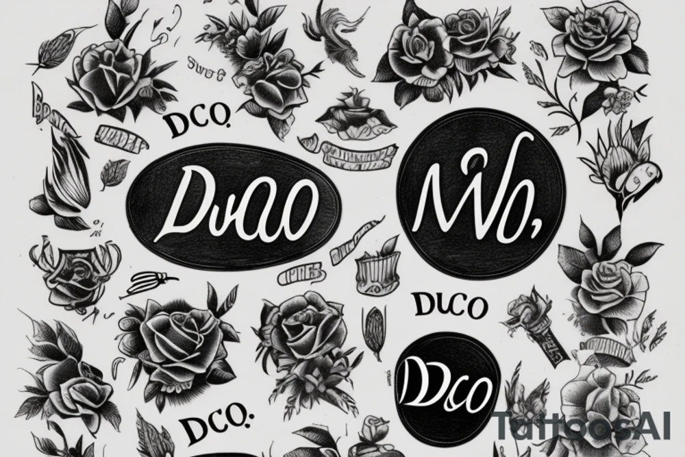 A quote "non ducor, duco" in a classic black font for a small woman's arm highlighted by line art in an antique style tattoo idea