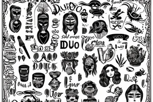 A quote "non ducor, duco" in a classic black font for a small woman's arm highlighted by line art in an ancient style tattoo idea