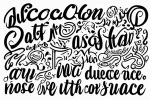 A quote "non ducor, duco" in dainty but ancient looking lettering highlighted by text art that wouldn't look out of place in ancient script tattoo idea
