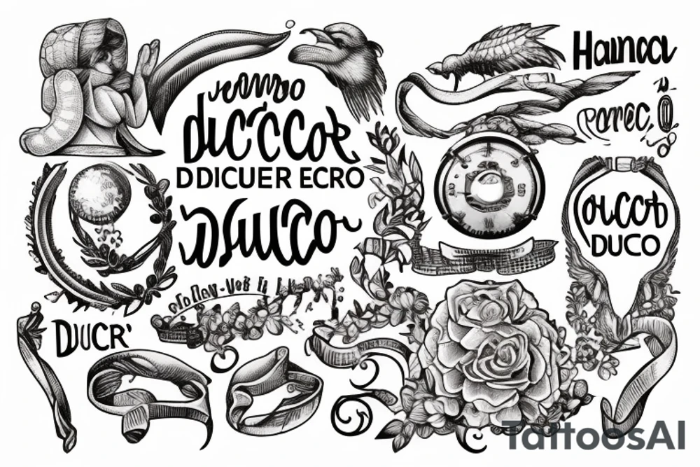 In typewriter font, a quote "non ducor, duco" roman imagery tattoo idea