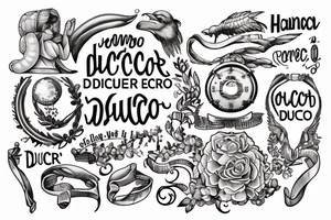In typewriter font, a quote "non ducor, duco" roman imagery tattoo idea