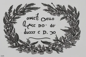 In typewriter font, a quote "non ducor, duco" with a spear and a laurel tattoo idea