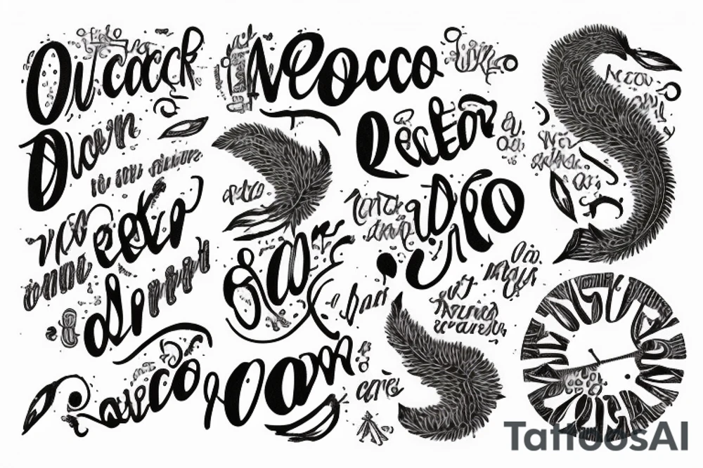 In typewriter font, a quote "non ducor, duco" with a quill and ink tattoo idea