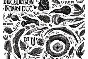 In typewriter font, a quote "non ducor, duco" with a quill and ink tattoo idea