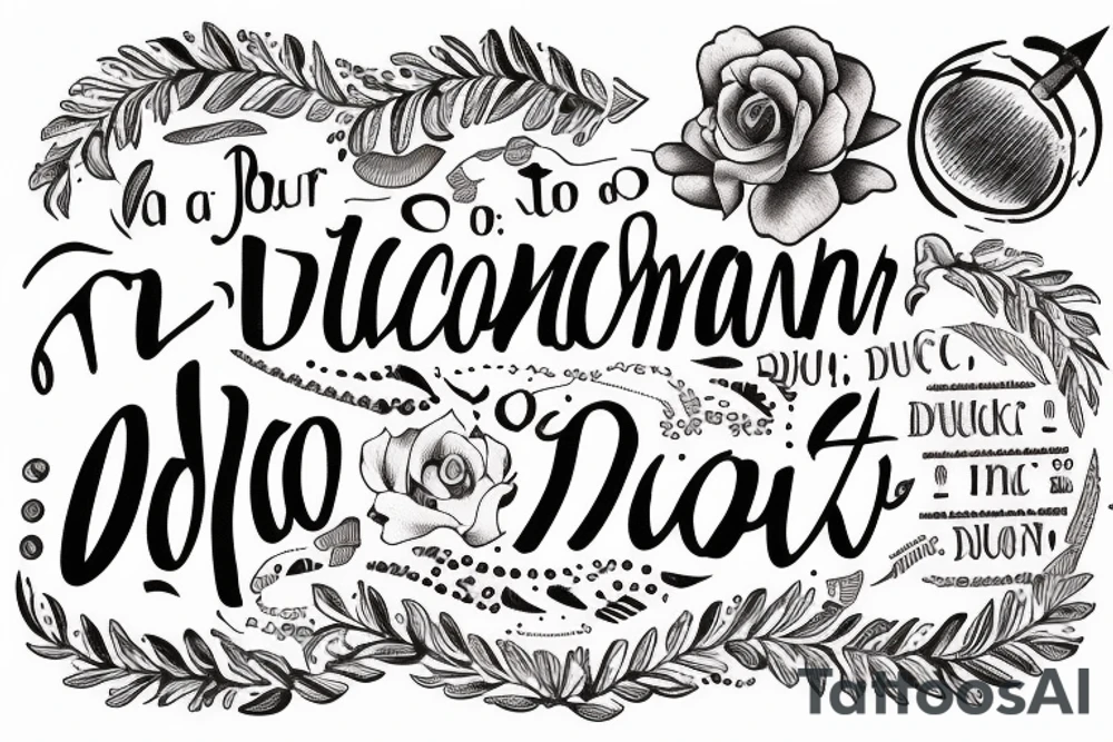 In typewriter font, a quote "non ducor, duco" with a quill and ink tattoo idea