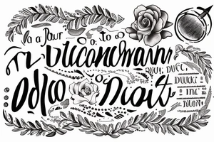 In typewriter font, a quote "non ducor, duco" with a quill and ink tattoo idea