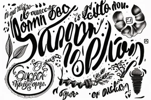 In typewriter font, a quote "non ducor, duco" with a quill and ink tattoo idea