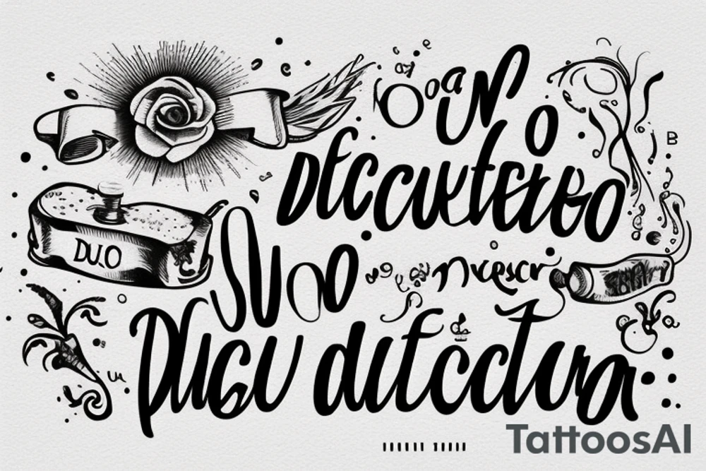 In typewriter font, a quote "non ducor, duco" with a quill and ink tattoo idea
