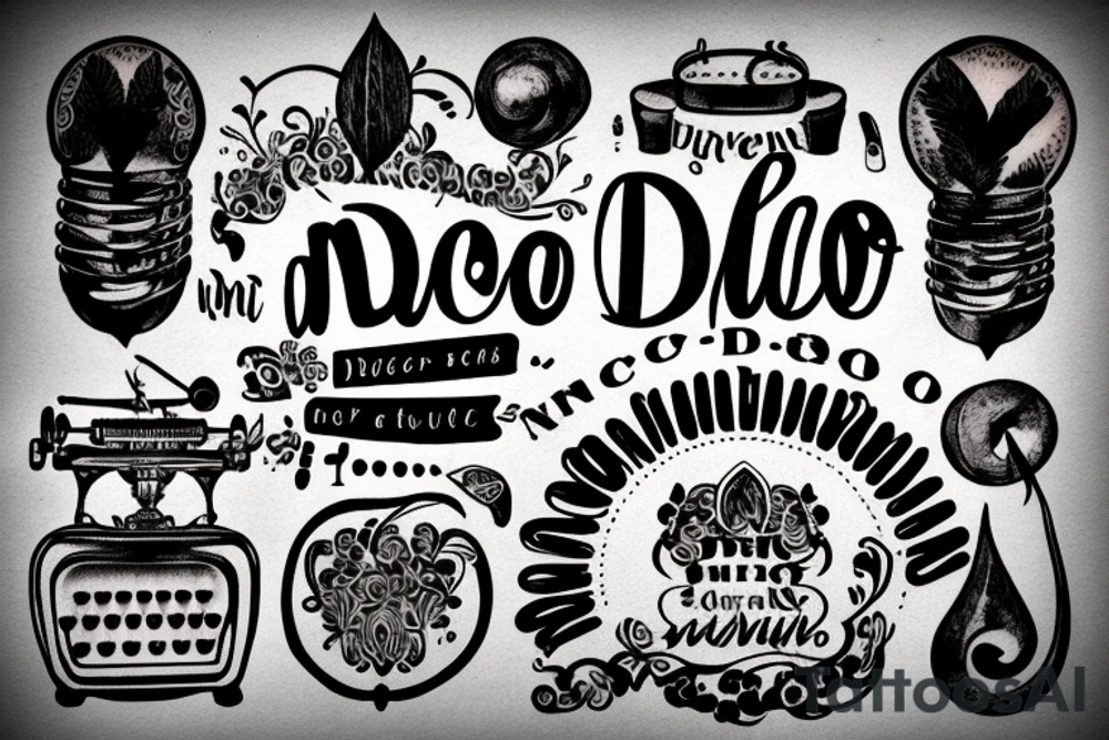 In typewriter font, a quote "non ducor, duco" with a quill and ink tattoo idea