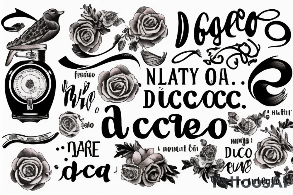 In typewriter font, a quote "non ducor, duco" with a quill and ink tattoo idea