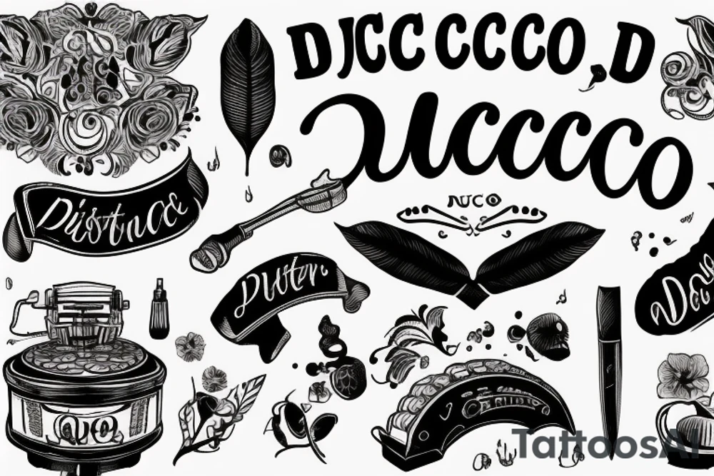 In typewriter font, a quote "non ducor, duco" with a quill and ink tattoo idea
