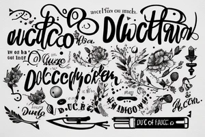 In typewriter font, a quote "non ducor, duco" with a quill and ink tattoo idea