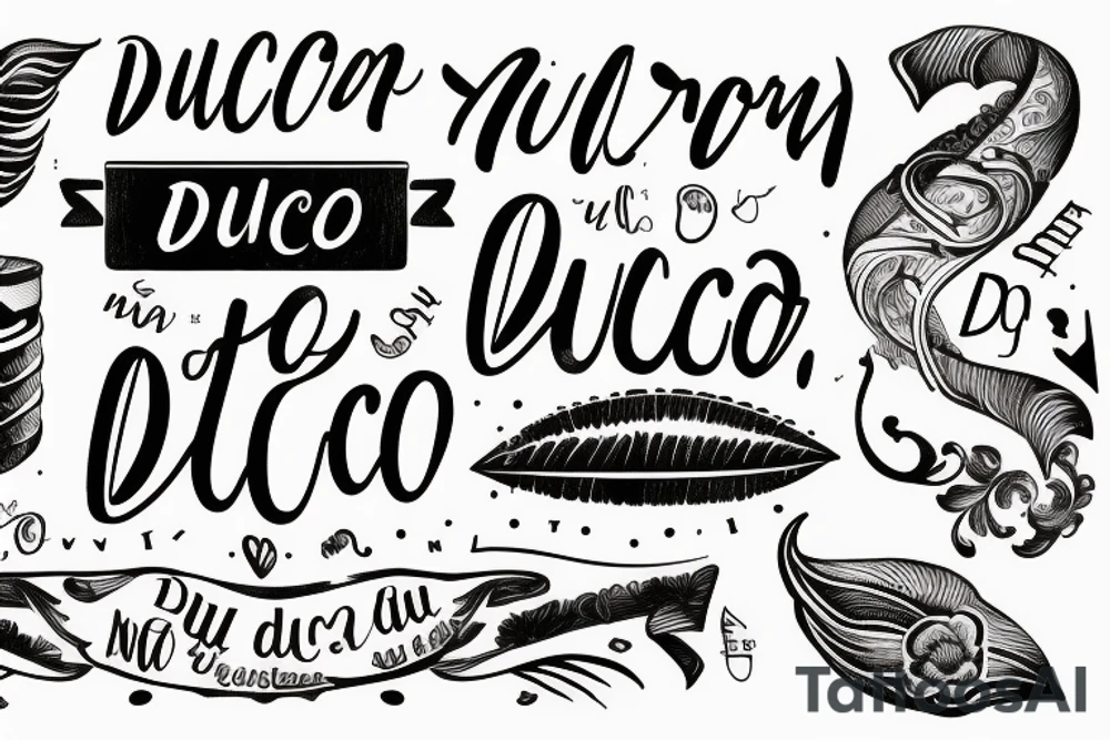 In typewriter font, a quote "non ducor, duco" with a quill and ink tattoo idea