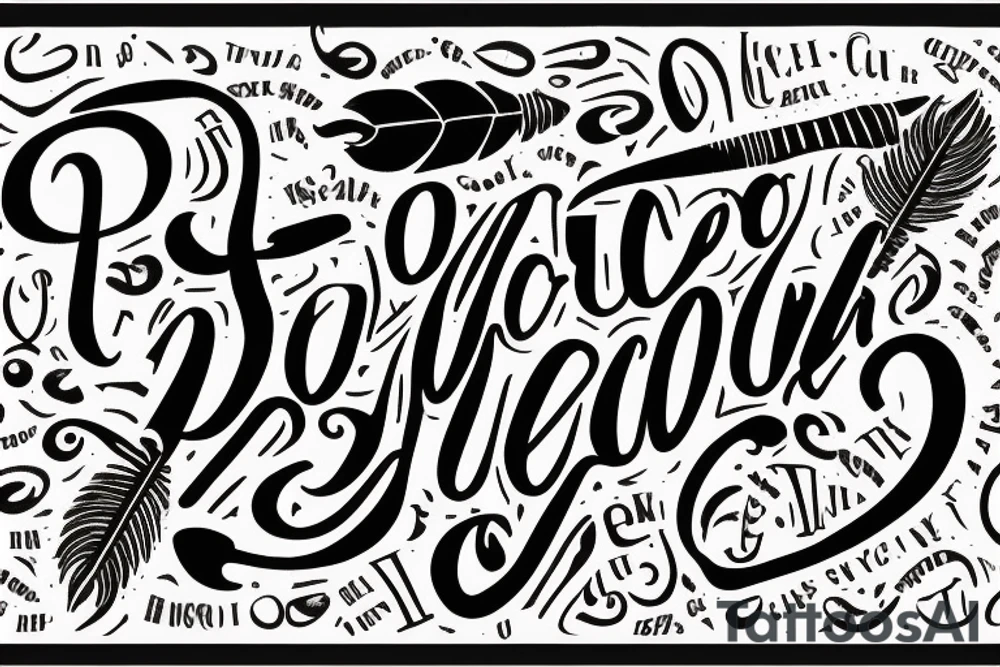 In typewriter font, a quote "non ducor, duco" with a quill and ink tattoo idea