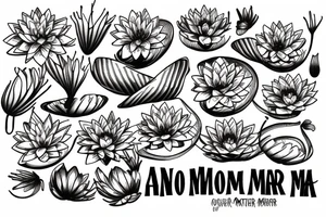 In typewriter font, a quote "non omnis moriar" water lilies tattoo idea