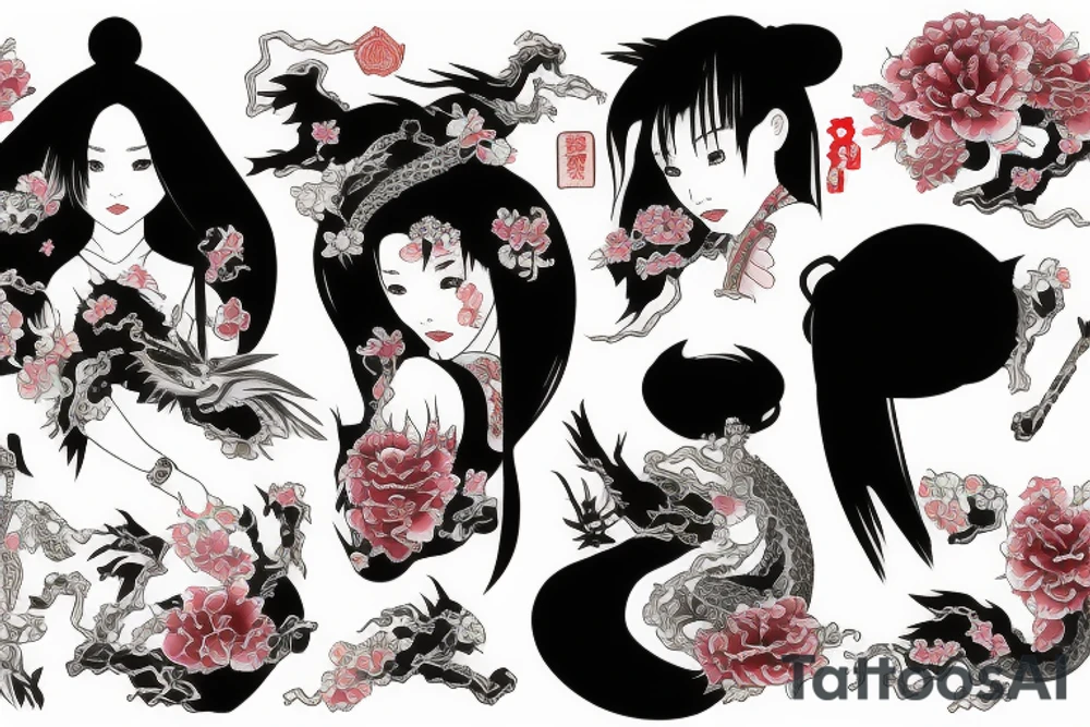 Japanese girl with dragon tattoo idea
