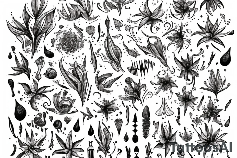 In typewriter font, a quote "non omnis moriar" stargazer lilies tattoo idea