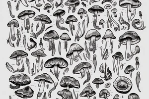 In typewriter font, a quote "non omnis moriar" stargazer lilies and mushrooms tattoo idea