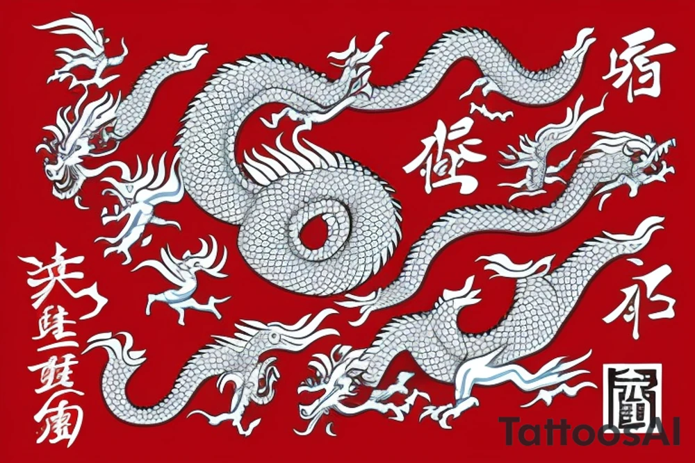 Chinese dragon in red color tattoo idea